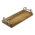 Equestrian Horse Bit Tray - Mango Wood Serving Tray with Glossy Nickel Plated Handles | 36x15.5x7 cm