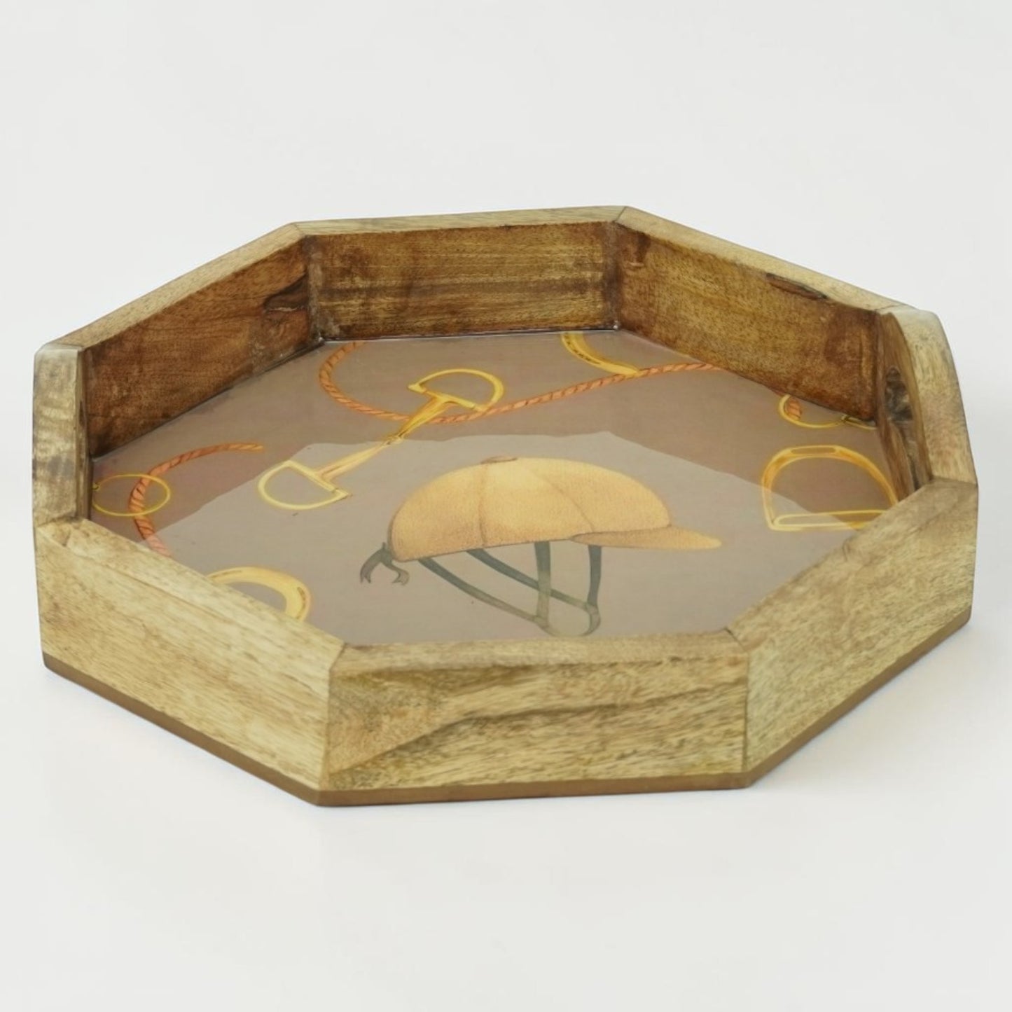 Equestrian Tray Acrylic Finish Octagonal 14"