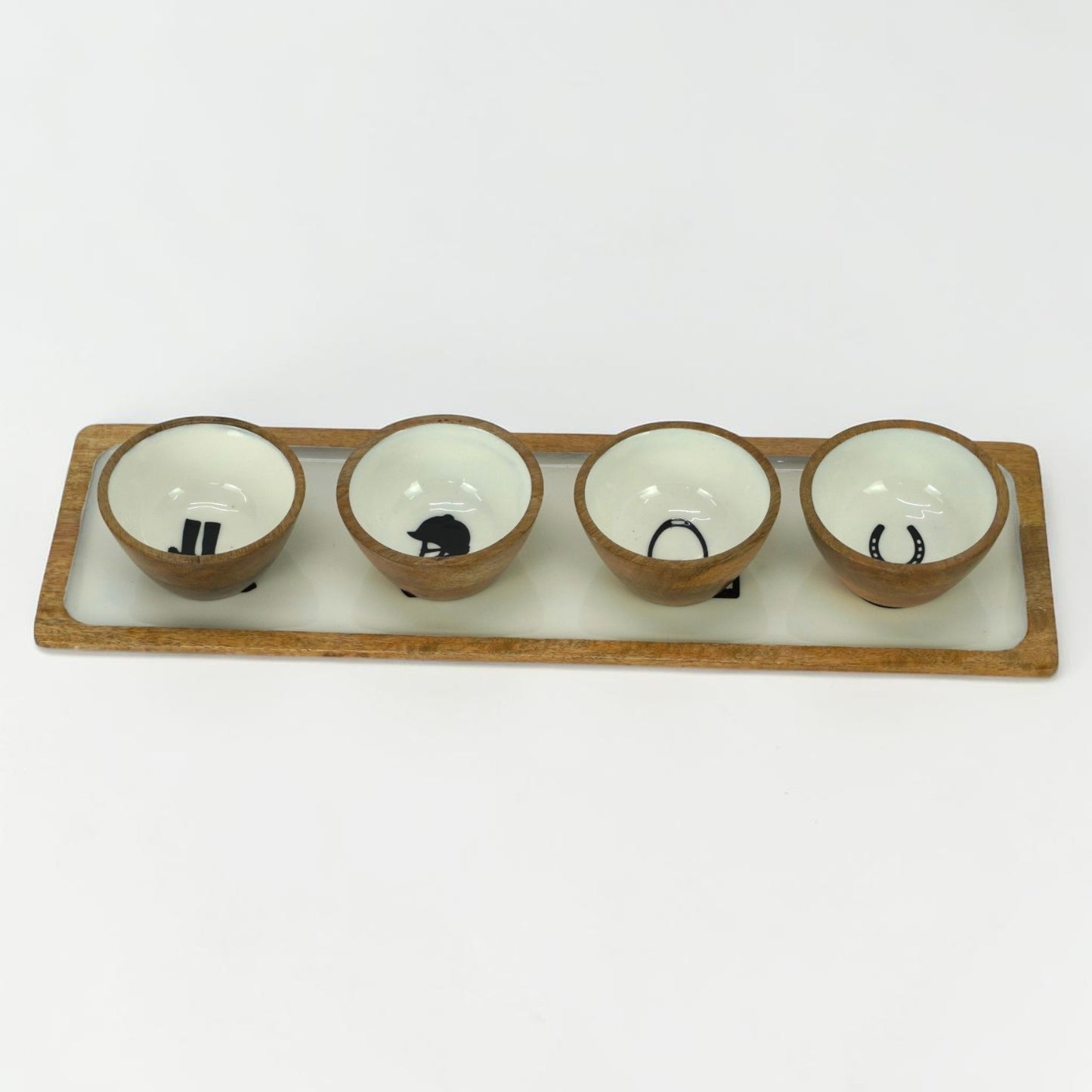 Equestrian Bowls with Tray Acrylic Finish