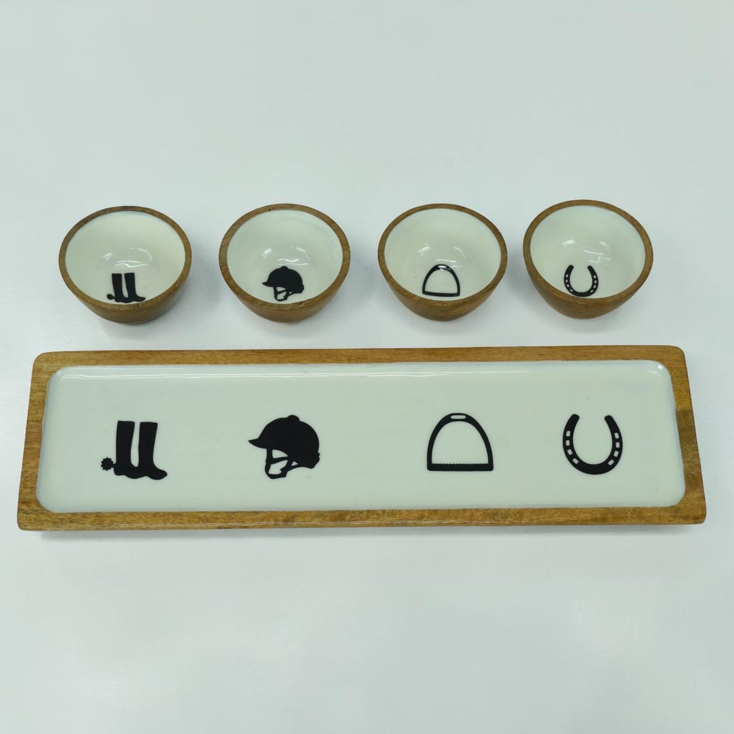 Equestrian Bowls with Tray Acrylic Finish