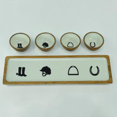 Equestrian Bowls with Tray Acrylic Finish