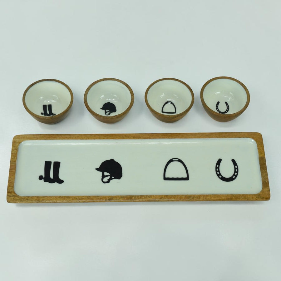 Equestrian Bowls with Tray Acrylic Finish