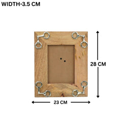 Equestrian Horse Bit Photo Frame - Mango Wood with Nickel Plated Cast Aluminium Snaffle Bits | 23cm x 28cm