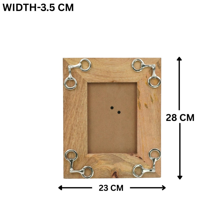 Equestrian Horse Bit Photo Frame - Mango Wood with Nickel Plated Cast Aluminium Snaffle Bits | 23cm x 28cm