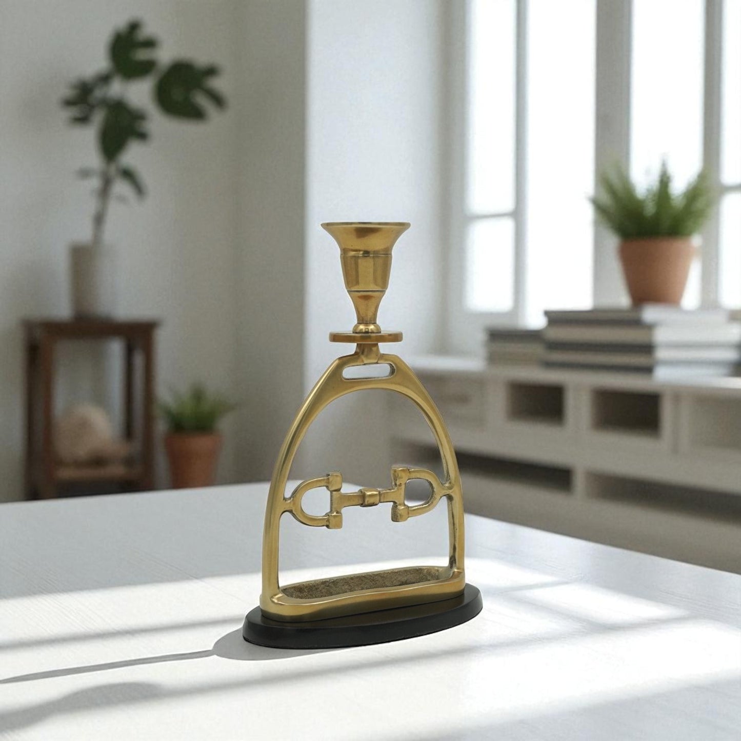 Horse Stirrup Bit Candle Stand 9"