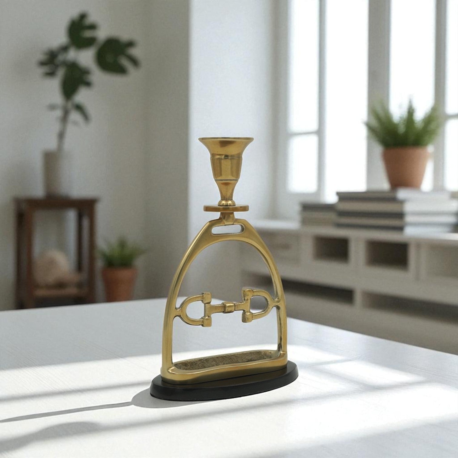 Horse Stirrup Bit Candle Stand 9"
